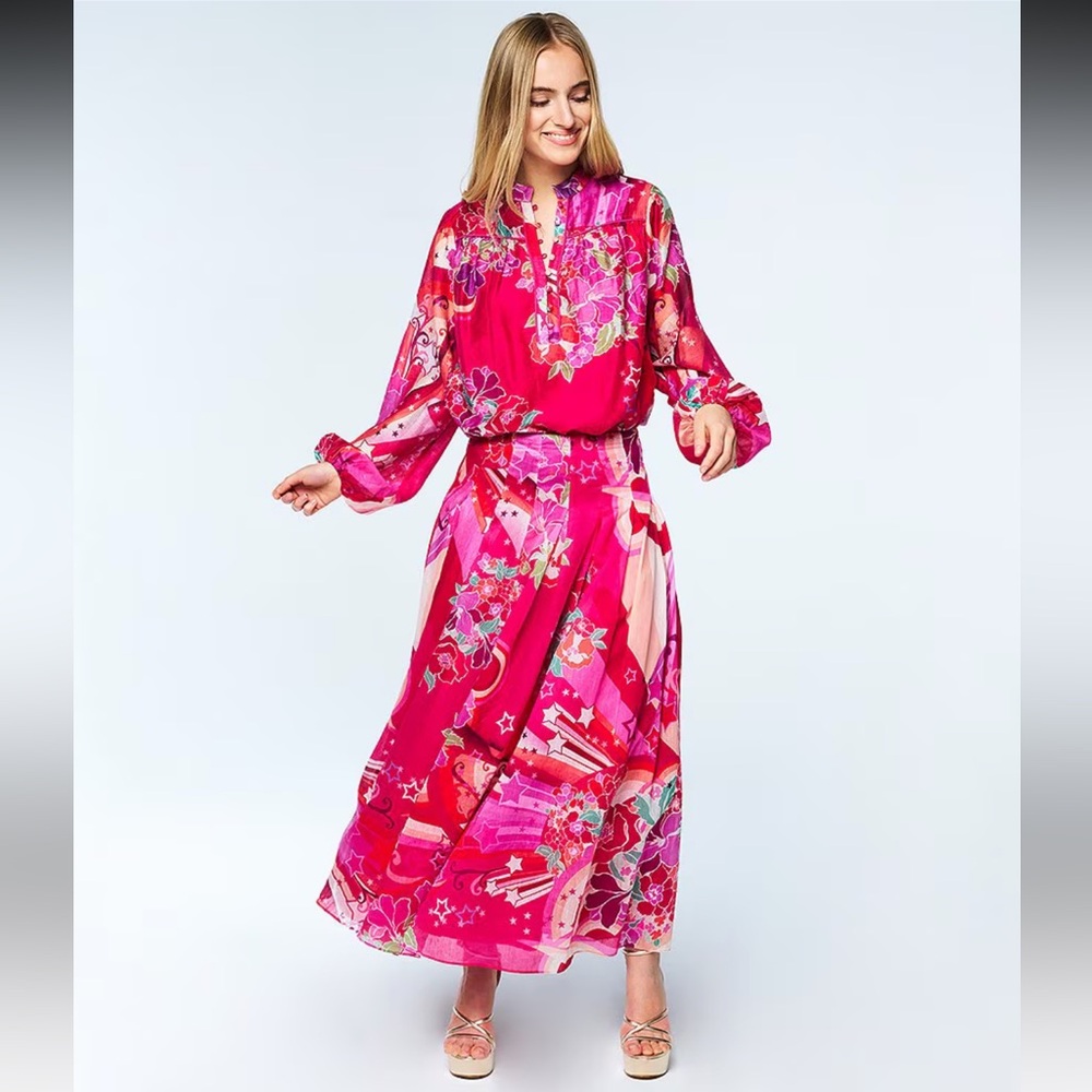 CIEBON Coordinating Fatimah Floral Print Mandarin Neck Long Sleeve Blouse - Picture 5 of 17